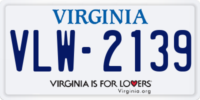 VA license plate VLW2139