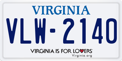 VA license plate VLW2140