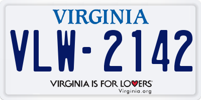 VA license plate VLW2142