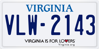 VA license plate VLW2143