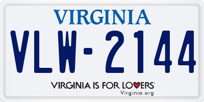 VA license plate VLW2144