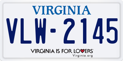 VA license plate VLW2145