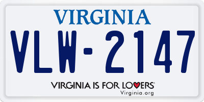 VA license plate VLW2147
