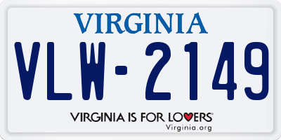 VA license plate VLW2149