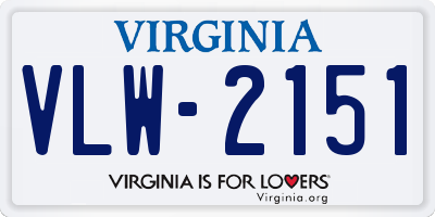 VA license plate VLW2151