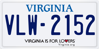 VA license plate VLW2152