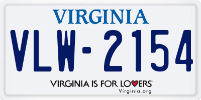 VA license plate VLW2154