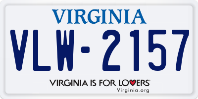 VA license plate VLW2157