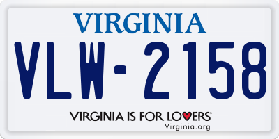 VA license plate VLW2158