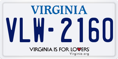 VA license plate VLW2160