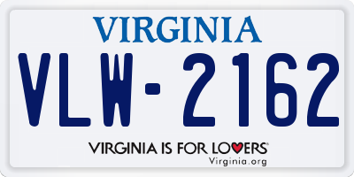 VA license plate VLW2162