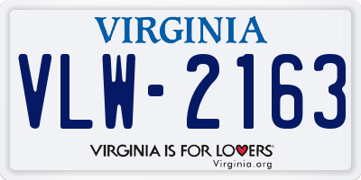 VA license plate VLW2163