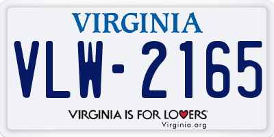 VA license plate VLW2165