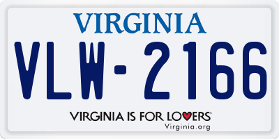 VA license plate VLW2166