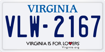 VA license plate VLW2167