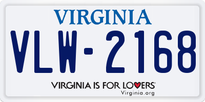 VA license plate VLW2168