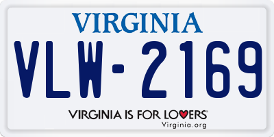 VA license plate VLW2169