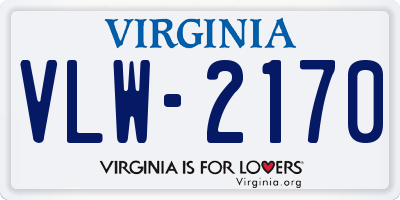 VA license plate VLW2170