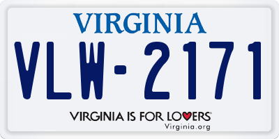 VA license plate VLW2171