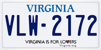 VA license plate VLW2172