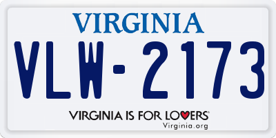 VA license plate VLW2173