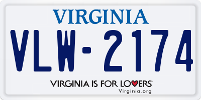 VA license plate VLW2174