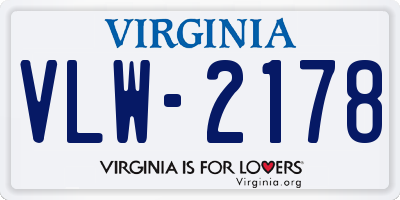 VA license plate VLW2178