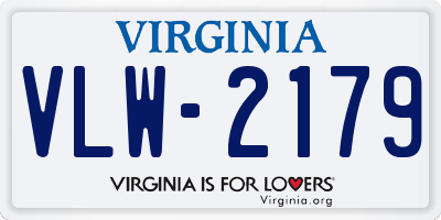 VA license plate VLW2179