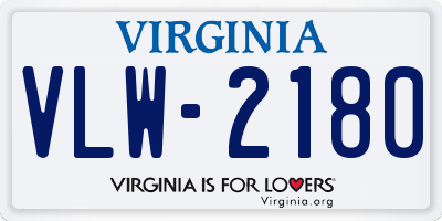 VA license plate VLW2180