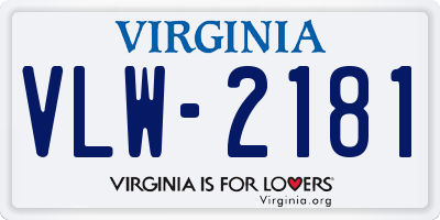 VA license plate VLW2181