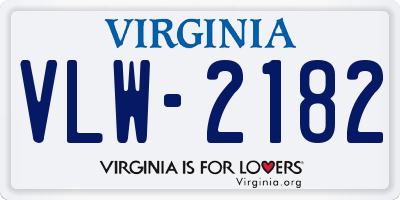 VA license plate VLW2182