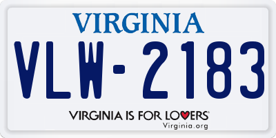 VA license plate VLW2183