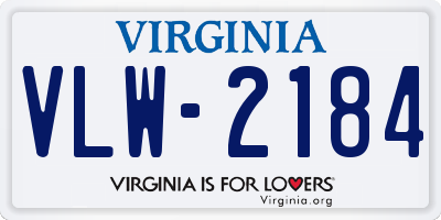 VA license plate VLW2184