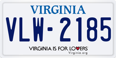 VA license plate VLW2185