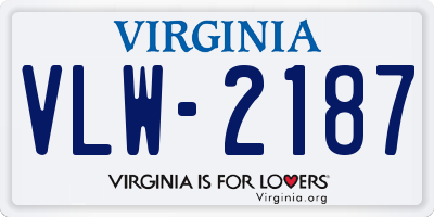 VA license plate VLW2187