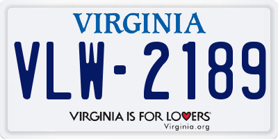 VA license plate VLW2189