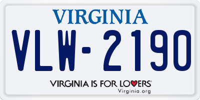 VA license plate VLW2190