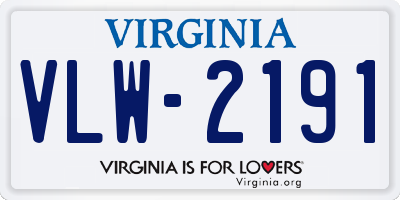 VA license plate VLW2191