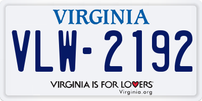 VA license plate VLW2192