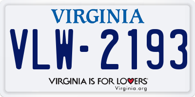 VA license plate VLW2193