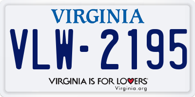 VA license plate VLW2195