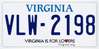 VA license plate VLW2198