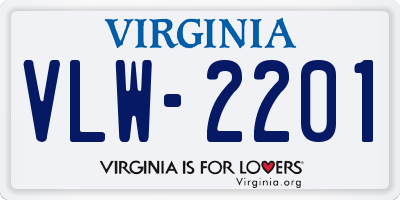 VA license plate VLW2201