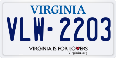 VA license plate VLW2203