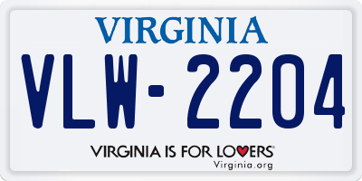 VA license plate VLW2204