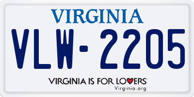 VA license plate VLW2205