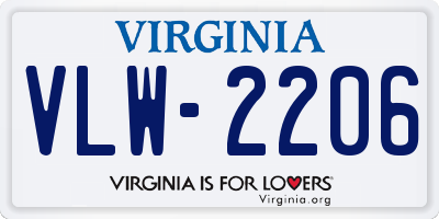 VA license plate VLW2206