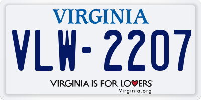 VA license plate VLW2207