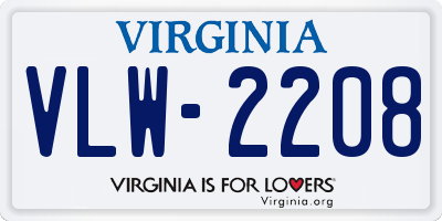 VA license plate VLW2208