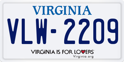 VA license plate VLW2209